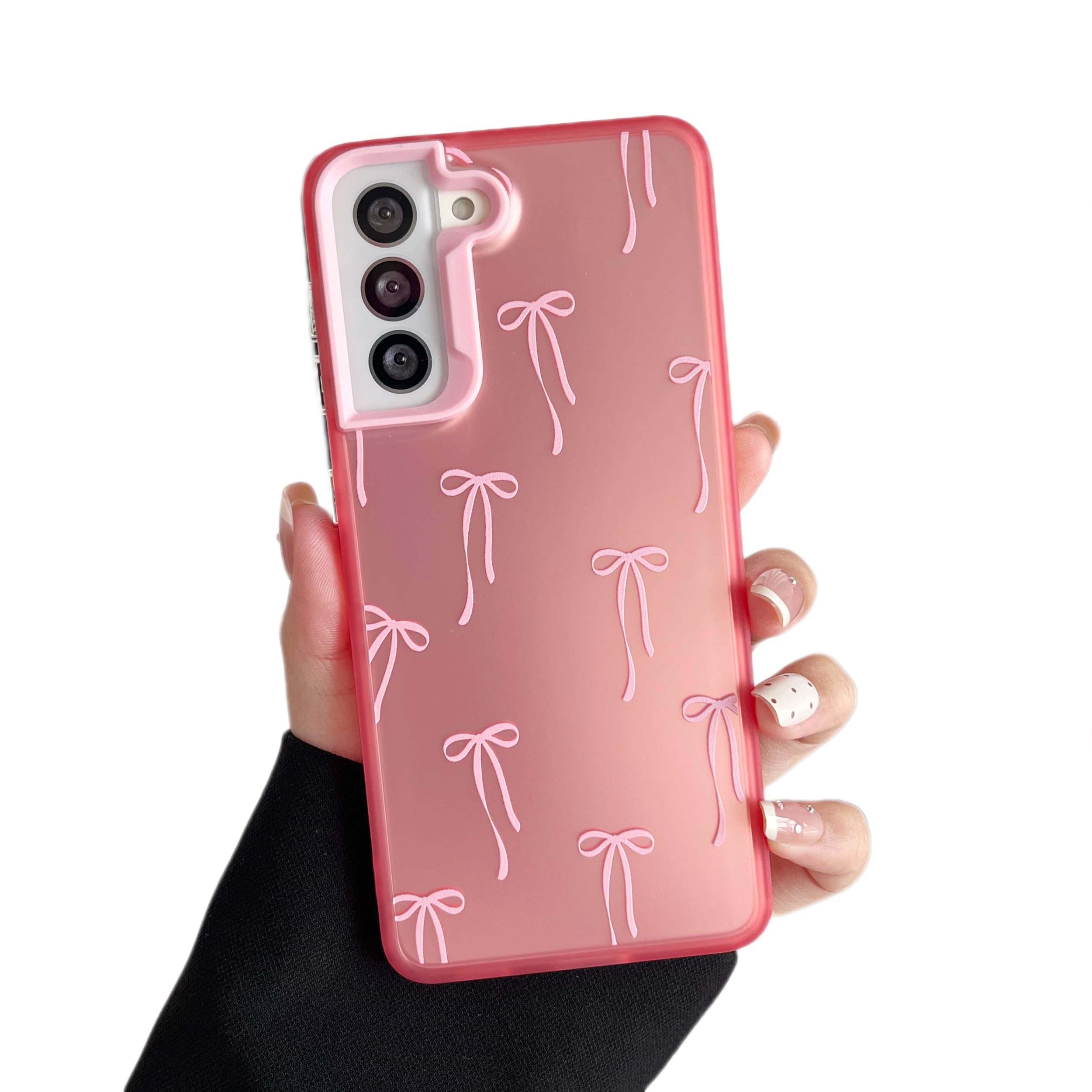 ZTOFERA for Samsung Galaxy S22 Plus 5G Case,Cute Pink Ribbon Bow Tie Aesthetic Phone Case,Trendy Slim Hard IMD Shockproof Protective Bumper Phone Cover for Women Girls,Bow
