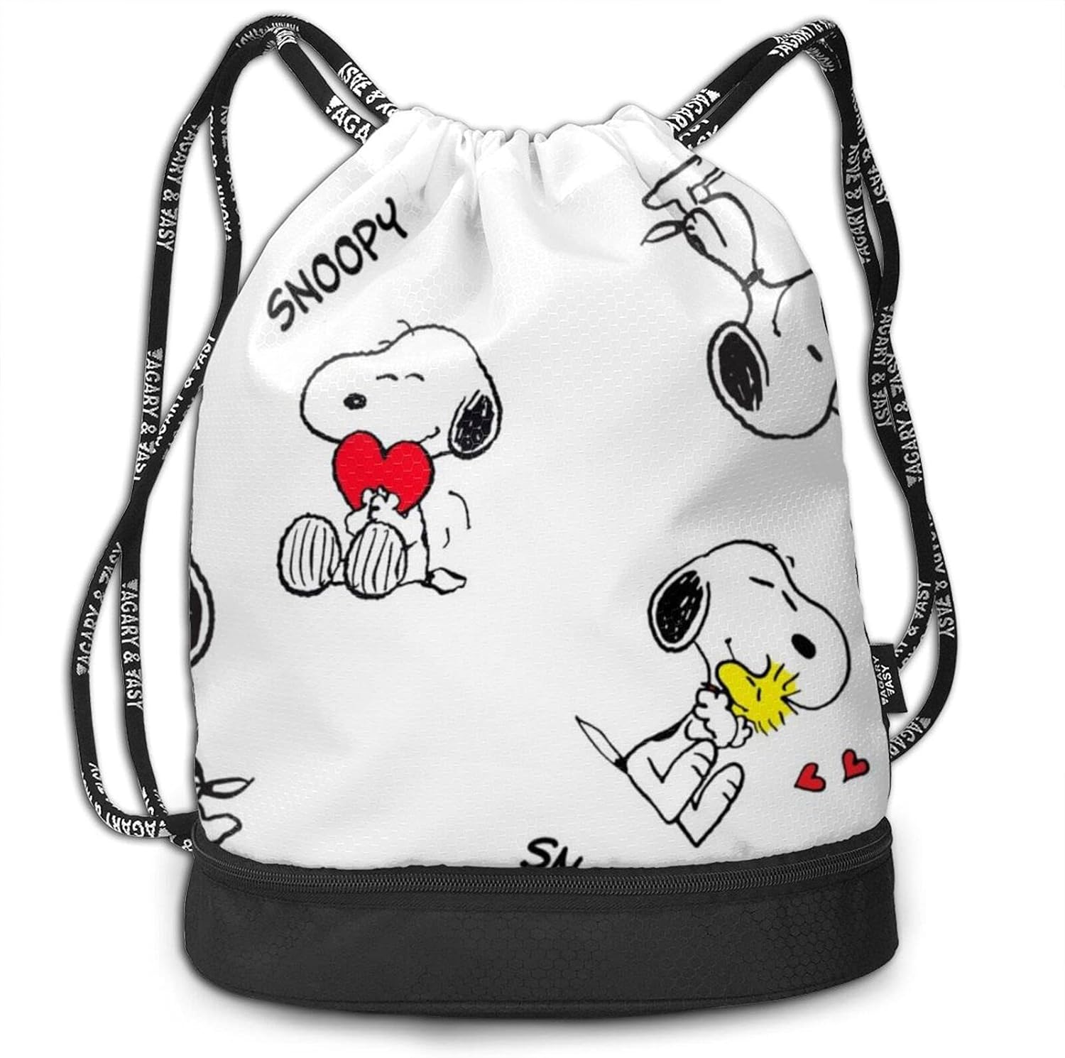 Snoopy Unisex Multifunctional Drawstring Backpack Durable Waterproof