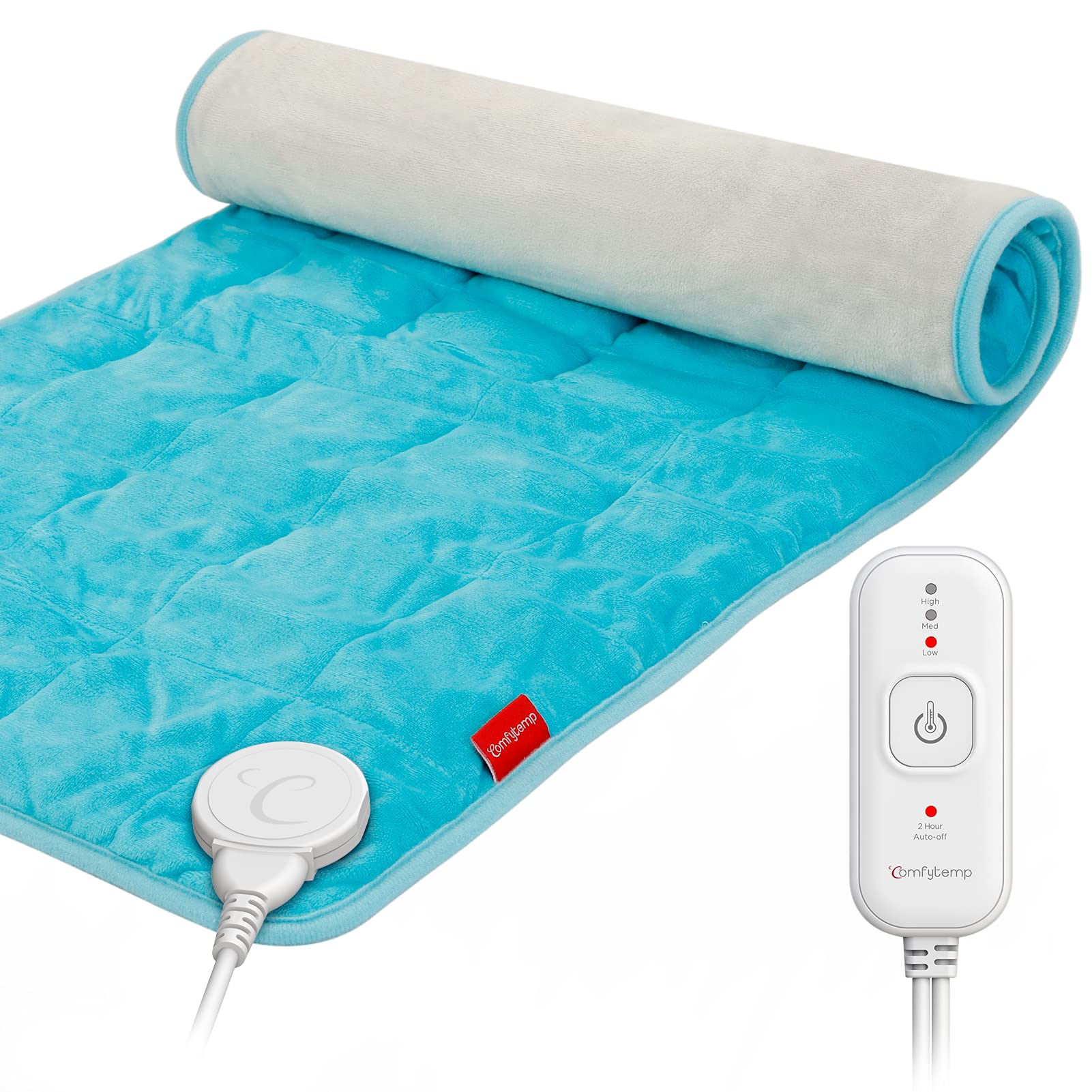 Comfytemp Weighted Heating Pad for Back Pain Relief & Cramps, Mothers Day Gifts for Mom, FSA HSA Eligible, 17'' x 30'' Extra Large Heat Pad, 3.7lb Electric Heated Pad, 2H Auto-Off, Machine Washable