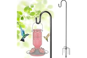 Bird Feeder Pole, 94" Shepherds Hooks for Outdoor Heavy Duty, Hummingbird Feeders Stand with Stable 5-Prong Base, Hanging Pla