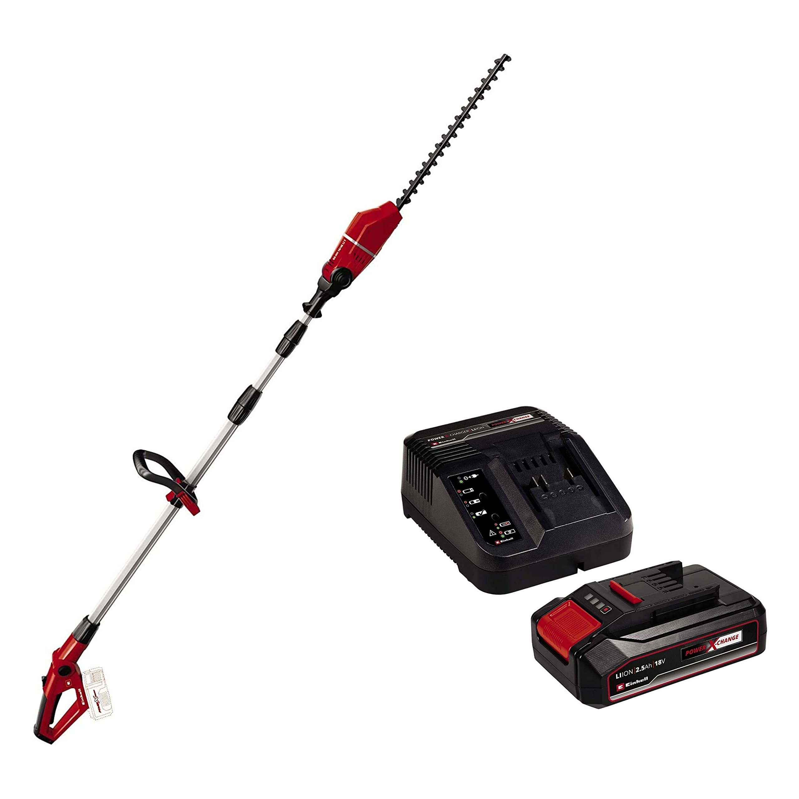 Einhell GE-HH 18/45 Li T Power X-Change Cordless Telescopic Hedge Shears with 2.5Ah Power X-Change Starter Kit - Battery & Charger Universal for All Power X-Change Devices