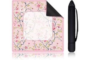 Sonwyoung 22 Inch Mini Chinoiserie Mahjong Mat for Travel Set Pink and White Floral Mahjong Mat Cute Small Domino Accessories Gifts Domino and Tile Game Table