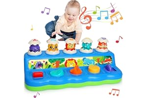 Yerloa Interactive Pop Up Animals Toy with Music & Light, Animal Sound, Baby Toys 12-18 Months, Cause and Effect Toys for 1 Year Old Boy Girl Toddler Toys Age 1-2 Baby Musical Toys Gift