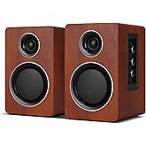 Computer Speakers for Desktop PC, Active Bookshelf Speaker with 3‘’ Carbon Fiber Woofer and Silk Film Tweeter ,Supports Bluetooth 5.3, USB-C, AUX/RCA Input for Record Player TV - Brown Stereo Set