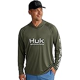 HUK Mens Pursuit Vented Long Sleeve Hoodie, Fishing Shirt with Hood