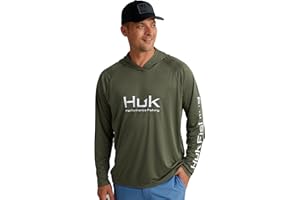 HUK Mens Pursuit Vented Long Sleeve Hoodie, Fishing Shirt with Hood