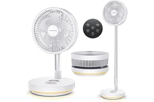Primevolve 10 inch Oscillating Fan, Battery Operated Fan Adjustable Height, USB Rechargeable Home Office Outdoor Camping Tent Travel, White