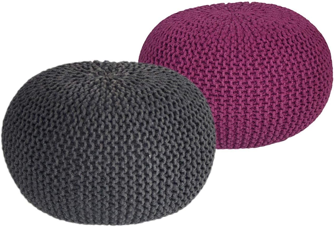 Amazon.de Soma Sitzhocker Pouf Hocker Set 2 Stück GrobstrickOptik Ø