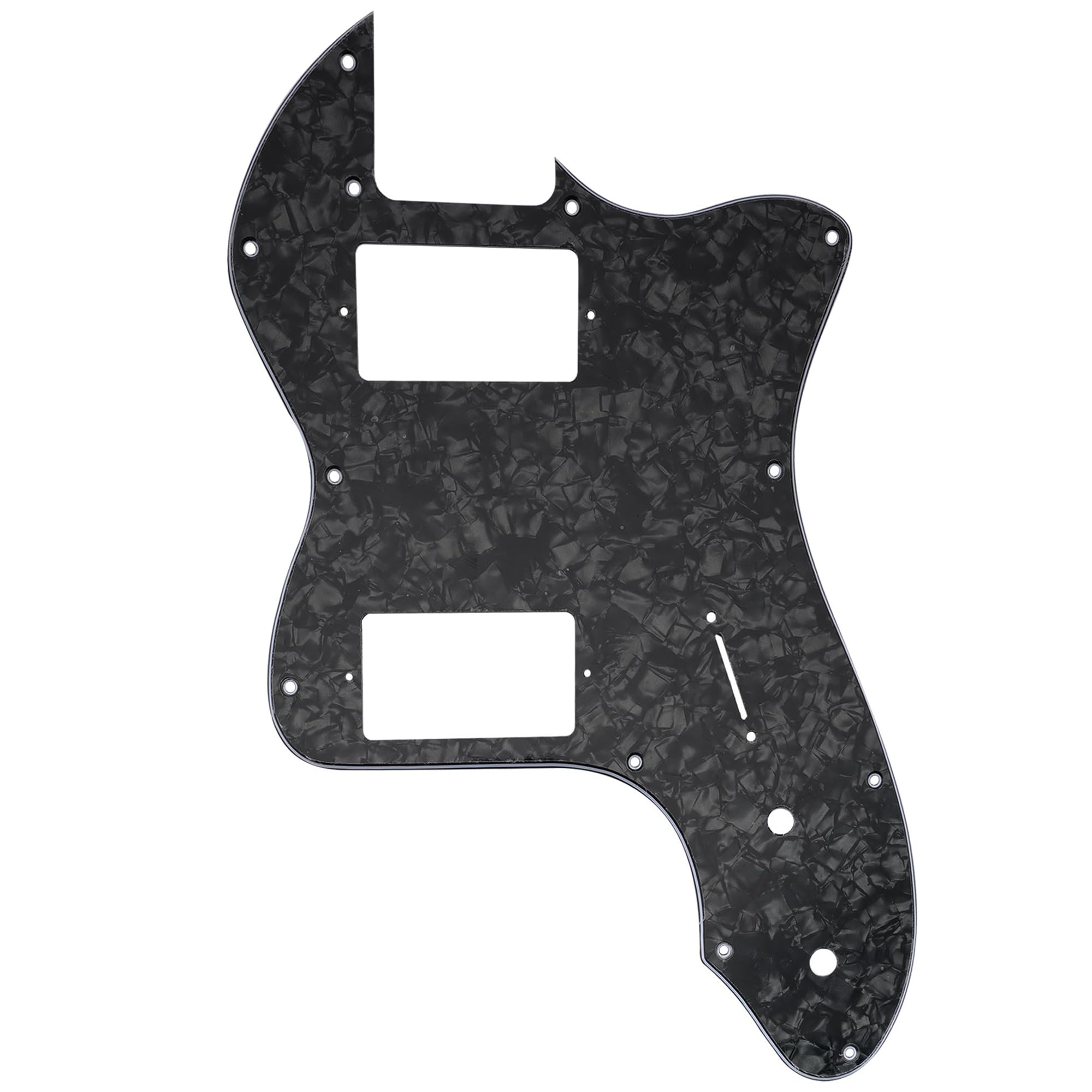 Musiclily Pro 12 Holes Covered HH Guitar Pickguard For USA/Mexico Fender 72 Tele Thinline Style Electric Guitar, 4ply Black Pearl