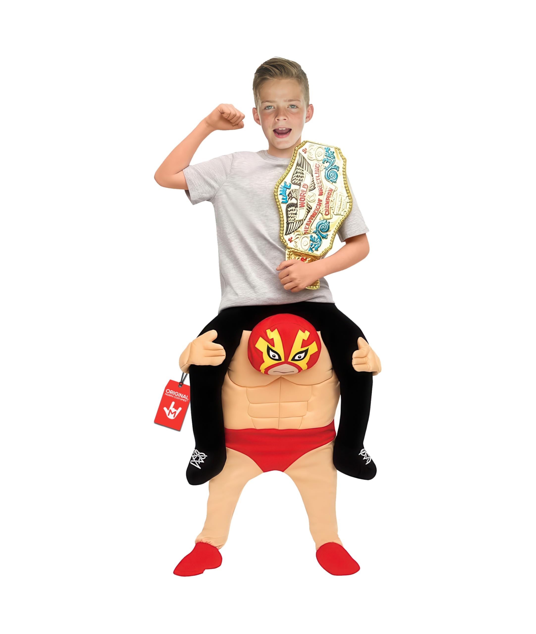 Morph Wrestler Piggyback Costume for Kids - Fun Wrestling Piggyback Halloween Costume - Perfect for Dress Up, One Size