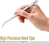 Beaditive 6-inch Sewing Tweezers 3-PC Serrated Bent Tips Stainless Steel view 3