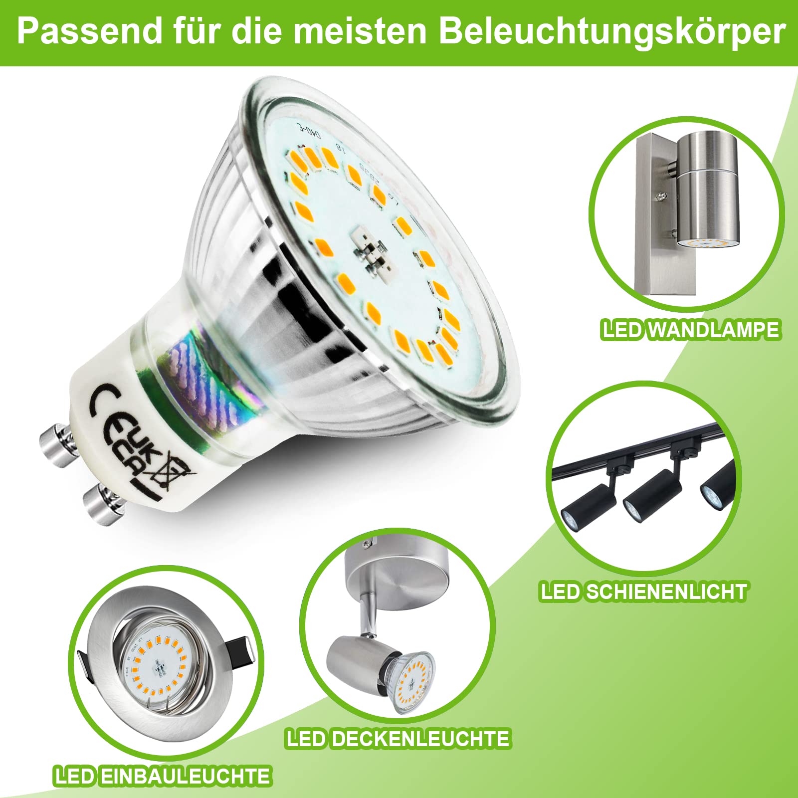Allesgute GU10 LED Warmweiss 5W Dimmbar LED Lampe Glas Glühbirnen 700lm LED Birnen Ersetzt für 45W Halogen Leuchtmittel 230V Abstrahlwinkel 120°, 10er pack 6
