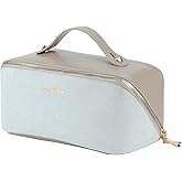 KEYPOWER Large Capacity Glitter Sequin Cosmetic Bag Travel Makeup Bag Sparkly and Shiny Portable Toiletry Bag with Handle for Women (No bling grey)