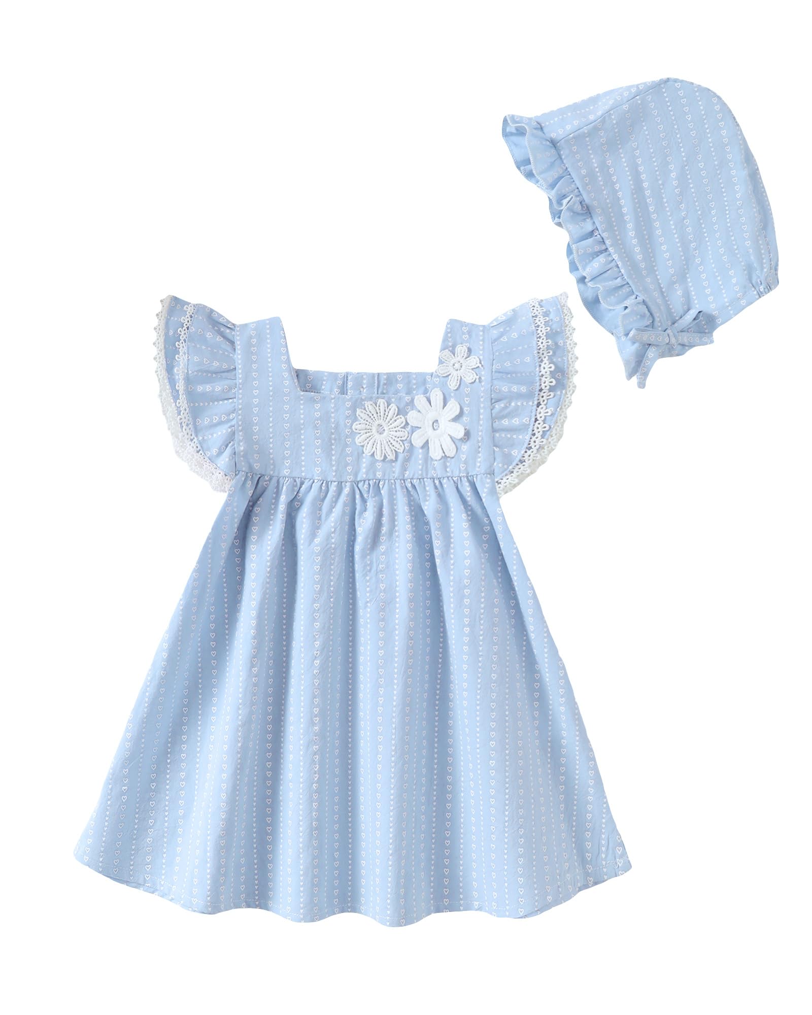 Photo 1 of Kucnuzki Baby Girl Dress 12 18 Months Girl Clothes Baby Outfit Blue A Line Causal Toddler Summer Boho Midi Dress Ruffle Sleeve Toddler Outfit Cute Kids Clothes