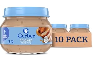 Gerber Stage 2, Chicken and Gravy Jar, Baby Food, Mealtime Poultry Puree, 10-Pack