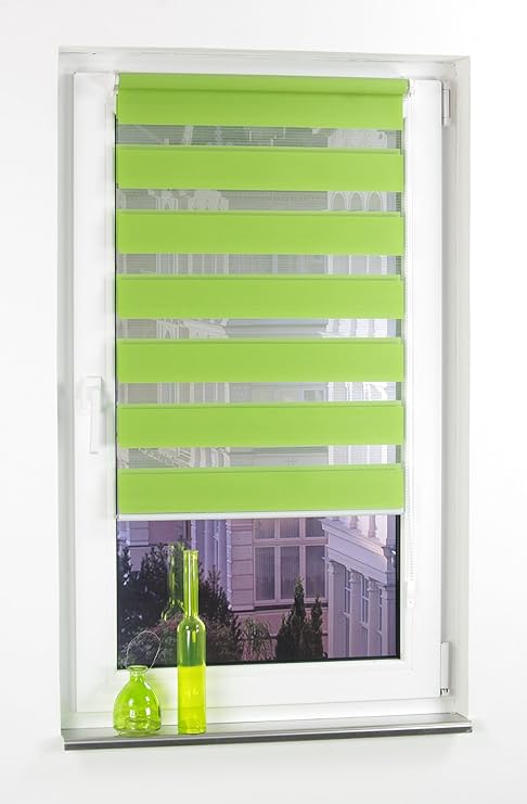 Liedeco® DUO Rollo Klemmfix - 60 x 160 cm apple green (grün) (Breite x Höhe) / transparent lichtdurchlässig blickdicht und st