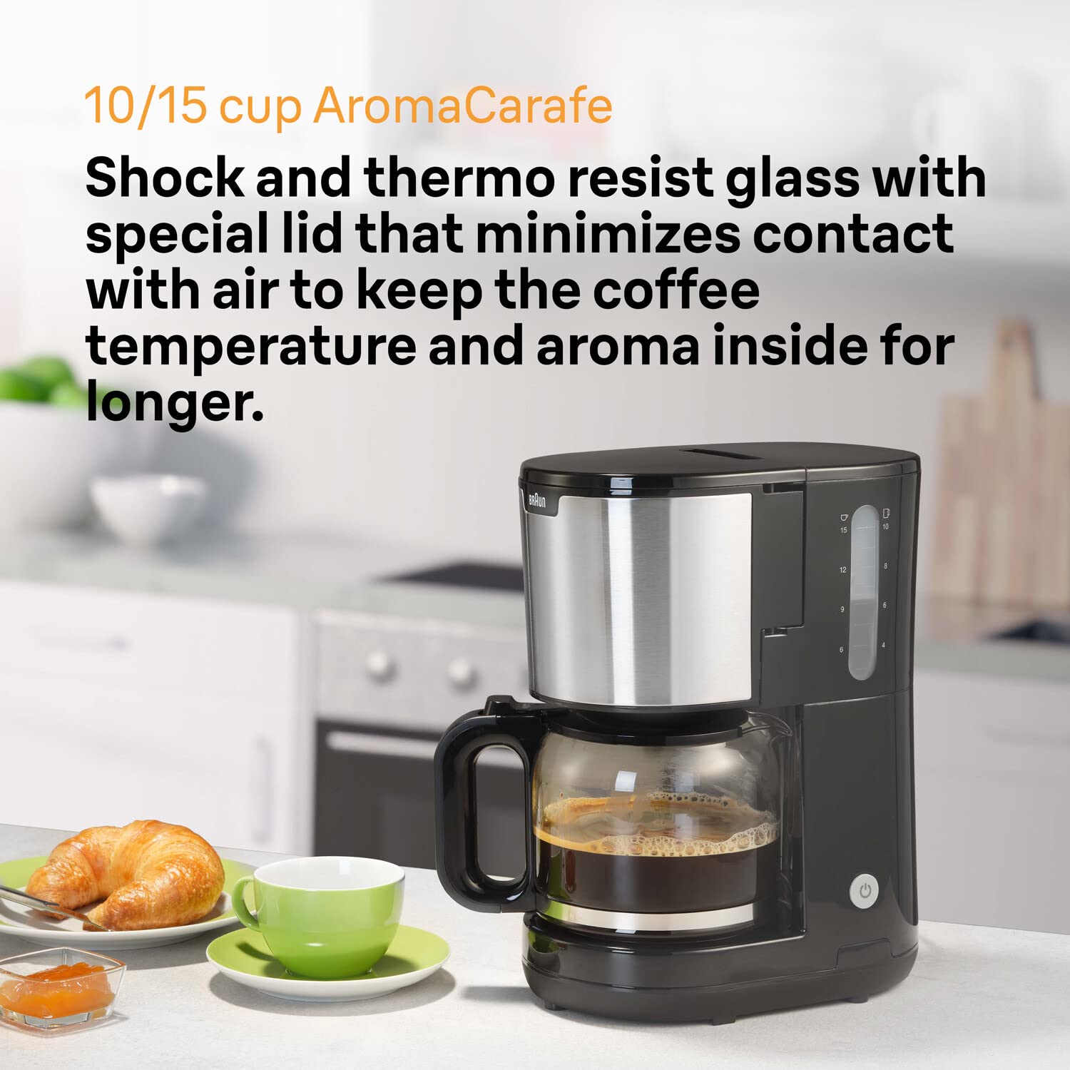 Braun PurShine KF 1500 BK Kaffeemaschine - Filterkaffeemaschine mit Glaskanne für bis zu 10 Tassen, OptiBrew-System, Automatische Abschaltung, 1000 Watt, Schwarz 3