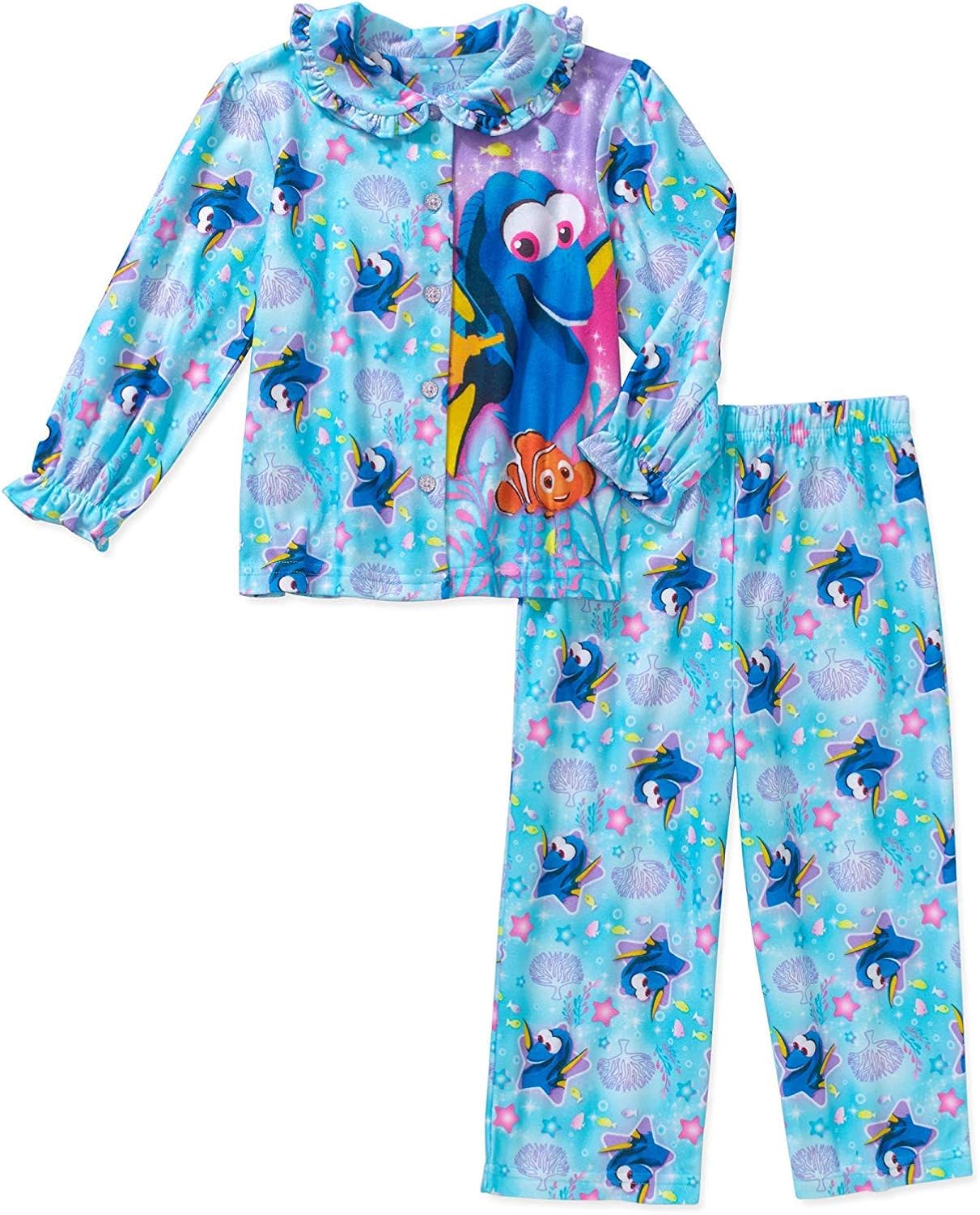 Finding Dory Toddler Girl Button Down Pajama Set (Multi