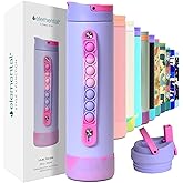 Elemental Iconic Kids Water Bottle for School - 100% Leak-Proof Insulated Water Bottles with Straw Lid & Pop-It Handle for Boys & Girls - Triple-Wall Insulated & BPA-Free, 20oz – Lilac Tie Dye