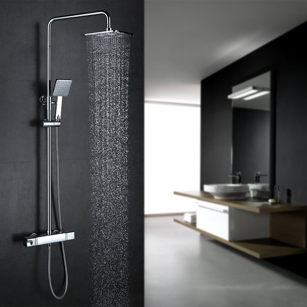 Homelody Plateada C Termostato incorporado Columna de ducha Set de Ducha Conjunto