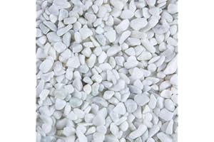 Ausluru 5lb Rocks Polished Silica Gravel for Plants Garden, Decorative Pebbles Ideal for Fish Tank, Vases, Succulents, Crafting, Home Decor and Garden Landscaping, Snow White(0.16-0.24”)