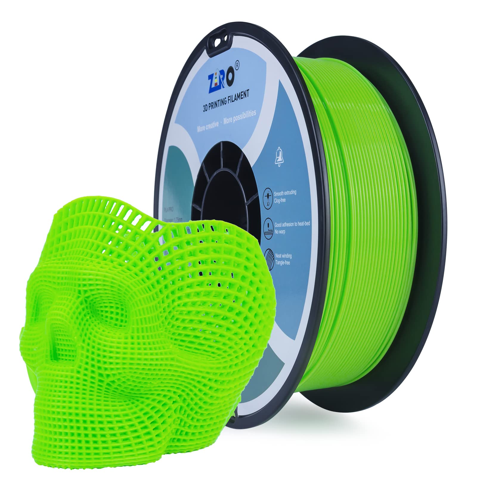 ZIRO PLA Filament 1.75mm, 3D Printer Filament PLA Fluorescence Series 1.75 1kg (2.2lbs), Dimensional Accuracy +/- 0.03mm, Fluo Green