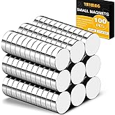 TRYMAG 8x2mm 100pcs Small Round Disc Magnets, Tiny Refrigerator Mini Premium Brushed Nickel for Crafts, DIY, Whiteboard and F
