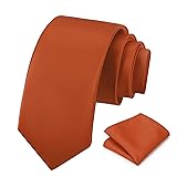 PenSee Men's Rust Tie Set Solid Pure Color