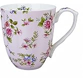 LJIMICAORO 13oz Bone China Floral Mug Bone China Coffee Mugs Bone Teacup Christmas Mugs Birthday Gifts for Women Mom Friends Coworker