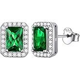 ChicSilver 925 Sterling Silver Heart/Round/Pear/Emerald Cut Birthstone Stud Earrings for Women Birthday Jewelry