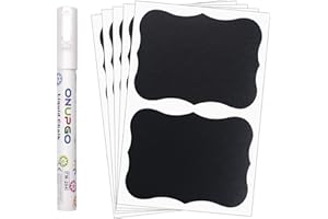 ONUPGO Chalkboard Labels (48 Pack), 4" x 3" Reusable Blackboard Stickers, Waterproof Chalkboard Sticker for Jars, Parties Decoration, Craft Rooms, Weddings, Storage, Organize Your Home & Kitchen