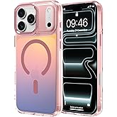 ZIYE Iridescent Case Compatible with iPhone 17 Pro Max Cute Fluorescent Laser Design Shockproof Protective Phone Cover Compatible with Magsafe for Women Girls Men Pink