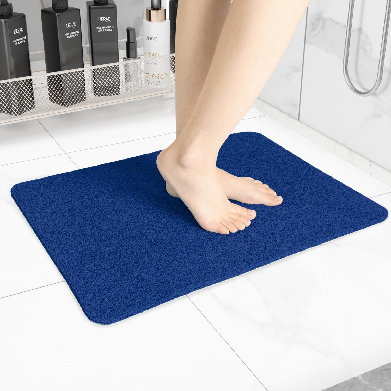 Photo 1 of Hargiis Non-Slip Bathtub Mat, Anti Slip Shower Mat, Fast Drying Bathtub Mats, Foot Scrubber Mat, Anti Slip Mat for Tub, Floor, Bathroom, Kitchen, Home, Hotel (Navy Blue 24"×16")