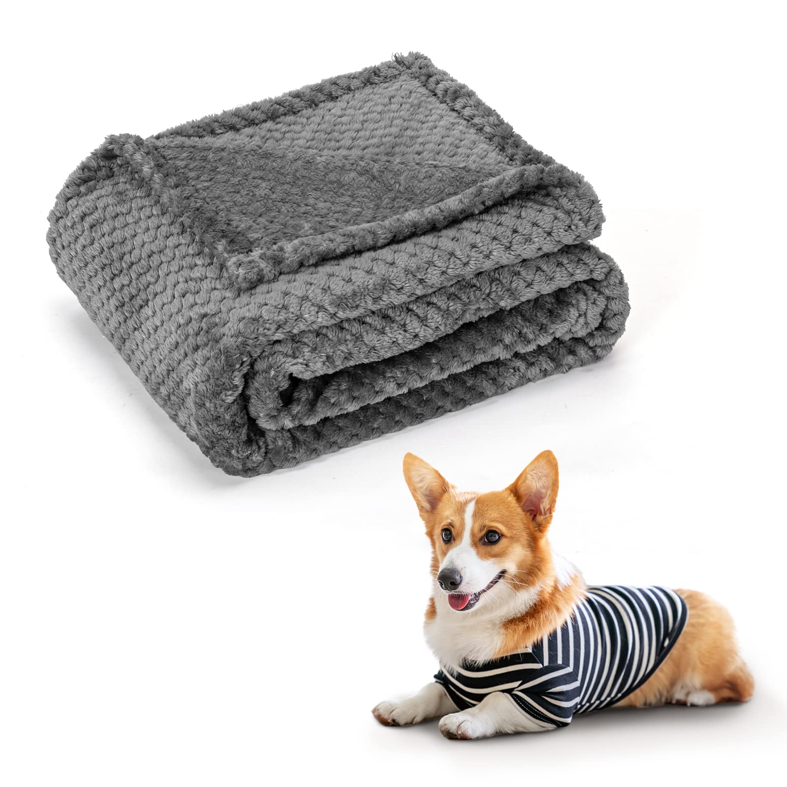 Nobleza Dog Blanket 100x80cm Fluffy Fleece Pet Blankets for Cat Puppy Washable Soft Warm Kitten Sleep Mat Bed Pad Grey