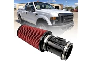RULLINE 4" Air Intake System Air Intake Pipe with Oiled Filter Compatible with Ford F250 F350 F450 6.4L Powerstroke Diesel 2008-2010 Red