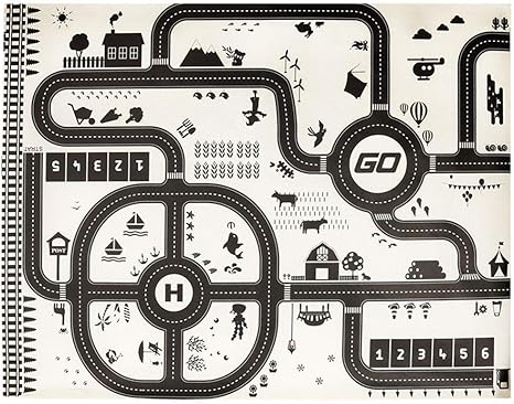 Domybest Spielteppich Fur Kinder Spielbahn Teppich Mit Strasse Schwarz Und Weiss Stadtplan Autoteppich Fur Kinder Geschenk 130 X 100 Cm Amazon De Baby Autoteppich Für Kinder