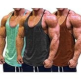 Muscle Cmdr Men's Bodybuilding Stringer Tank Tops Y-Back Gym Fitness Workout Training Running T-Shirts Athletic Quick Dry Top