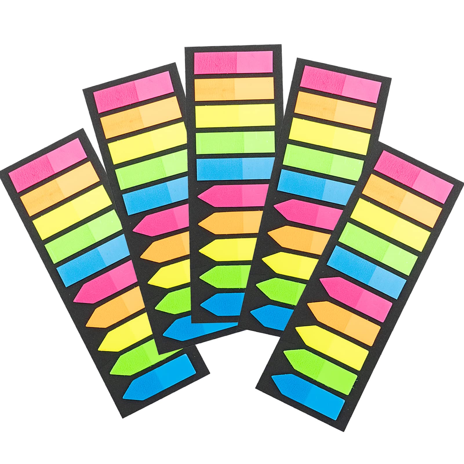 Index Tabs, 5 Sets (1000pcs), Neon Coloured Page Flags, Fluorescent Page Markers Labels Stickers