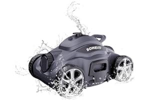 BOWEITI Cordless Robotic Pool Cleaner, Automatic Swimming Pool Vacuum for InGround Pools, 110 min Runtime, for Pools up to 1100 Sq.ft (Gray)