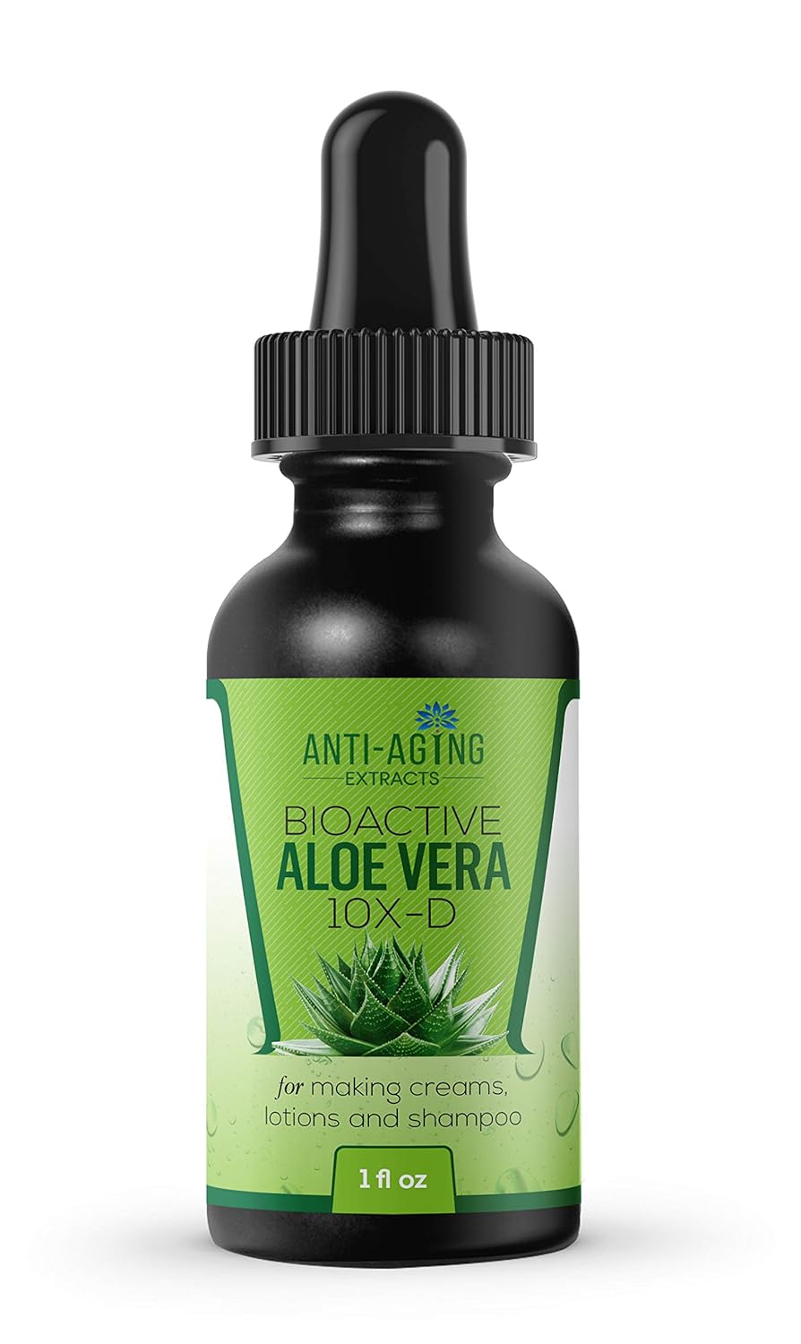 Aloe Vera 10X-D Gel For Face Skin Care and Hair Care – Natural Concentrate Made For Skin Care Products: Mix A Few Drops in Hand With Lotion Cream or Shampoo - 1 Fl Oz