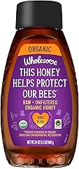 Wholesome Sweeteners 24-Ounce Organic Raw Unfiltered Honey Bottle, 100% Pure, Fair Trade Certified, Non GMO Project Verified,