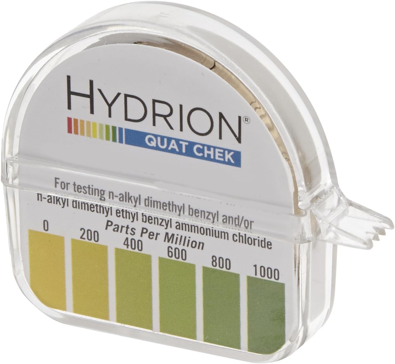 Micro Essential Lab QC-1001 Plastic Hydrion High Range Quat Check Test Paper Dispenser, Single Roll, Food Service Test Strips, 0 - 1000 ppm (Case of 10)