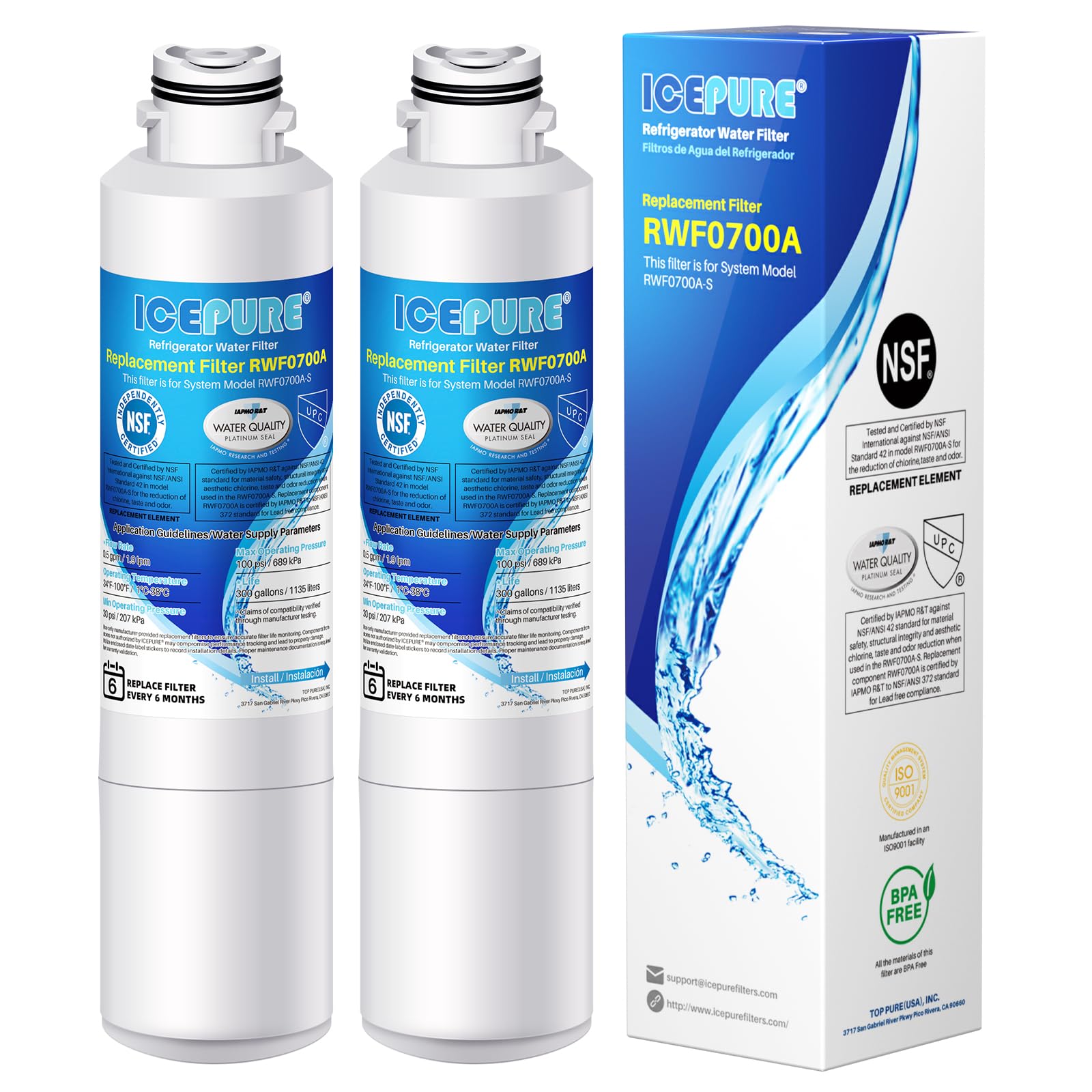 Photo 1 of ICEPURE DA29-00020B Refrigerator Water Filter Replacement for Samsung RF28HFEDBSR, RF263BEAESR, HAF-CIN, RF263BEAESR, DA97-08006A, RF261BEAESR, DA29-00020A, RF28JBEDBSG, 46-9101, 2PACK