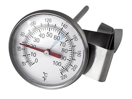 scarlet espresso | Milchthermometer »Professionale« aus Edelstahl zur Temperaturkontrolle beim Aufschäumen der Milch; hochwer