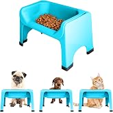 Fluff Trough Elevated Dog Bowl for Food | 5inch Tall Cat &amp; Dog Feeding Station | Vet Approved Non-Toxic Silicone Feeder Bowl Insert | Raised Bowl for Medium and Small Dog/Pet with Flat Face