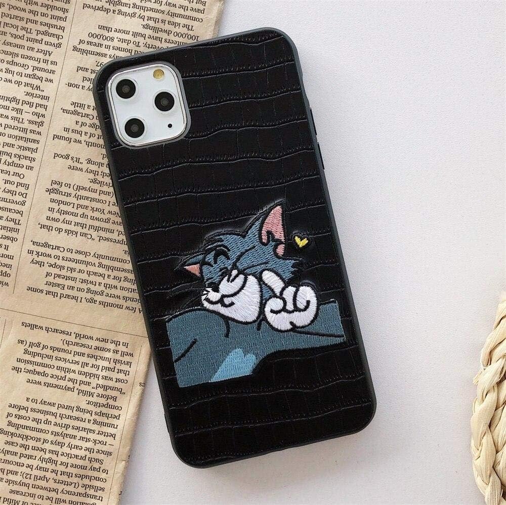 tuehanshop - Ca for iPhone 11 11Pro Max Tom Jerry Cat Mou Embroidery Phone Shell for iPhone X XR XS MAX 6 6S 7 8 Plus Cas Coque Material - for iPhone 7 8 Plus-Style 867