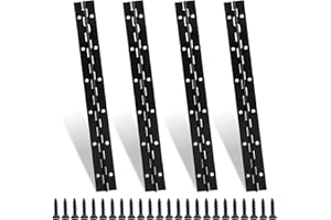 TENUBO 12 Inch Continuous Piano Hinge Heavy Duty,4pcs Stainless Steel Hinge with Holes, 0.04" Thickness Folding Cabinet Butt Hinge for Boats Cabinets Storage Box,Screw Included（Black