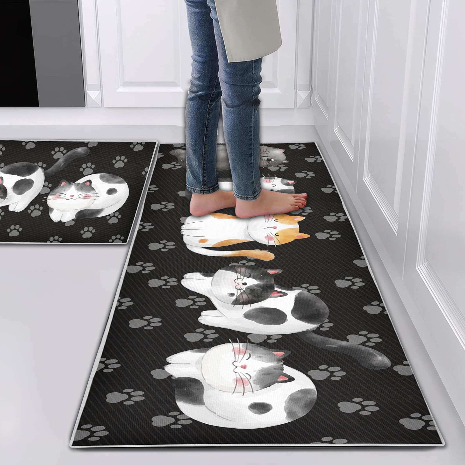 Hoimlm Kitchen Rug Set 2 Piece Non Slip and Anti Fatigue Kitchen Mat, Washable Mats and Rugs for kitchen,Hallway Runner Set, Dining Room, Entryway and Home Decoration Office — image 1