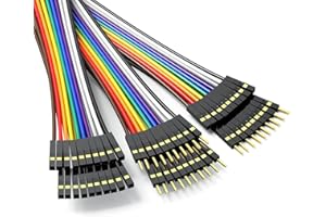 JUXINICE Pure Copper 23awg Thickened Dupont Cable 12inch/30cm, 30Pcs Gold-Plated Pin of Multicolored Dupont Wire, Breadboard Jumper Ribbon Cables Kit Compatible with Arduino Projects (10pcs Each of MM+MF+FF)