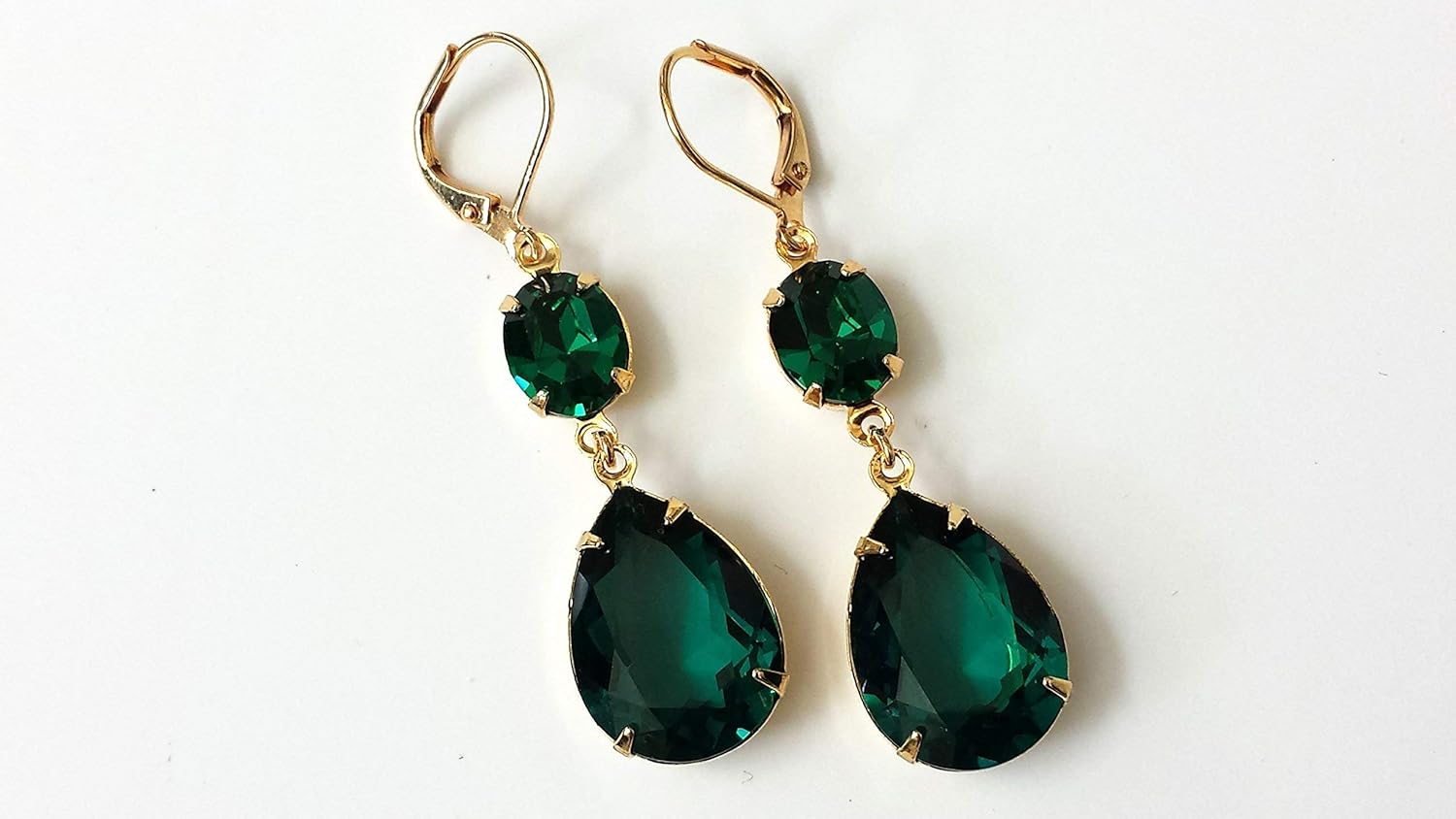 Swarovski Emerald Double Drop Earrings 
